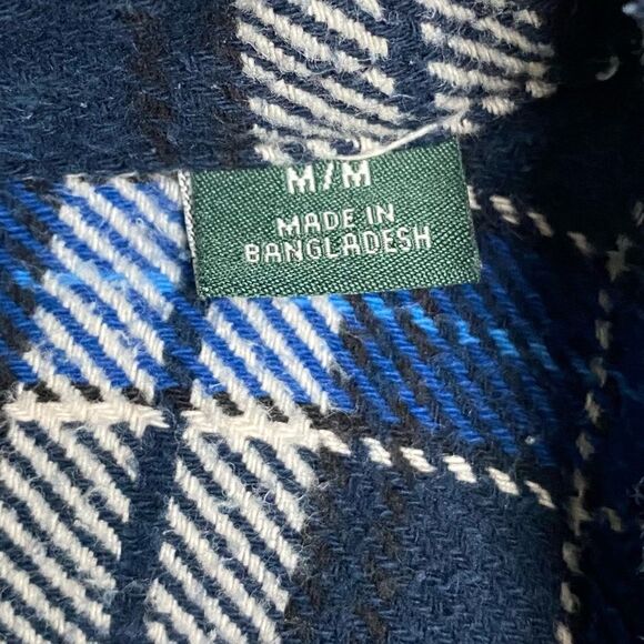 Orvis Men’s Heavy Flannel Plaid Button Down Shacket Blue White Size Medium - Picture 5 of 7